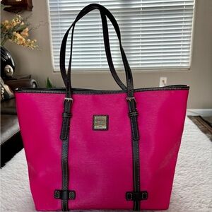 Dooney & Bourke Fuchsia Large Tote with Brown Accents